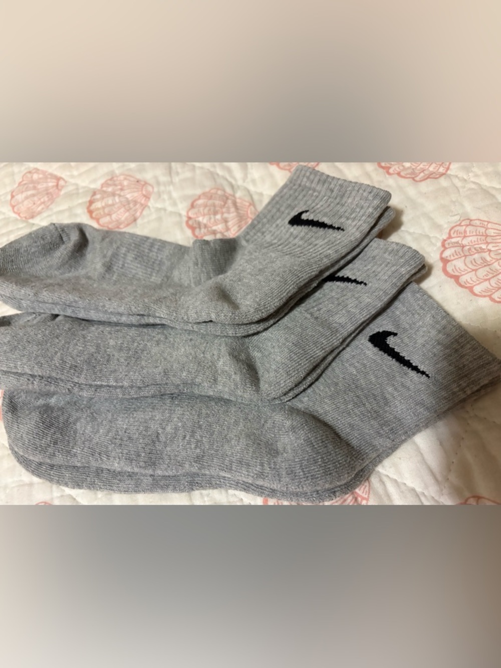 NWOT 3 pack Nike Gray Crew Socks with Black Swoosh Accent